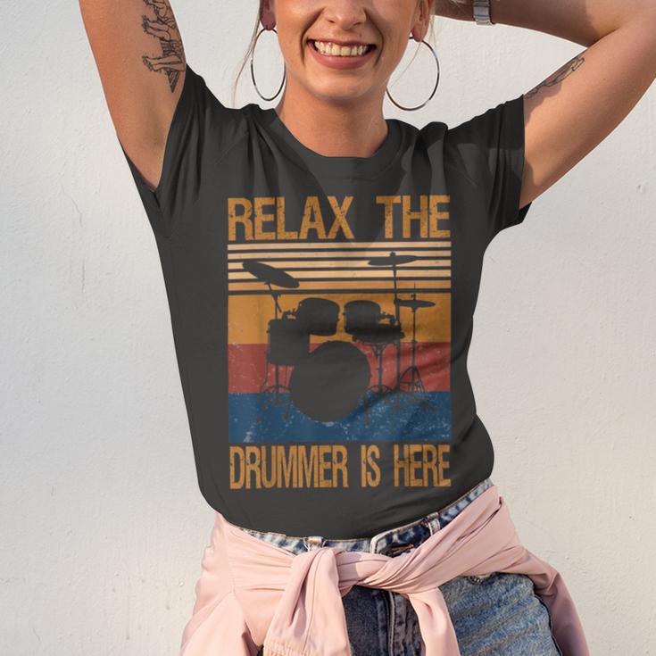 Relax The Drummer Here Unisex Jersey Short Sleeve Crewneck Tshirt