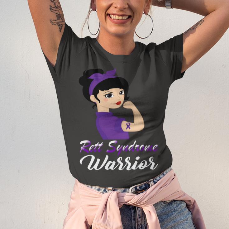 Rett Syndrome Warrior Purple Women Purple Ribbon Rett Syndrome Rett Syndrome Awareness Unisex Jersey Short Sleeve Crewneck Tshirt