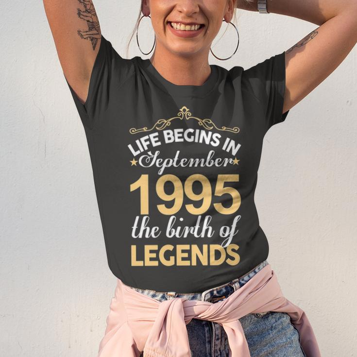 September 1995 Birthday Life Begins In September 1995 V2 Unisex Jersey Short Sleeve Crewneck Tshirt