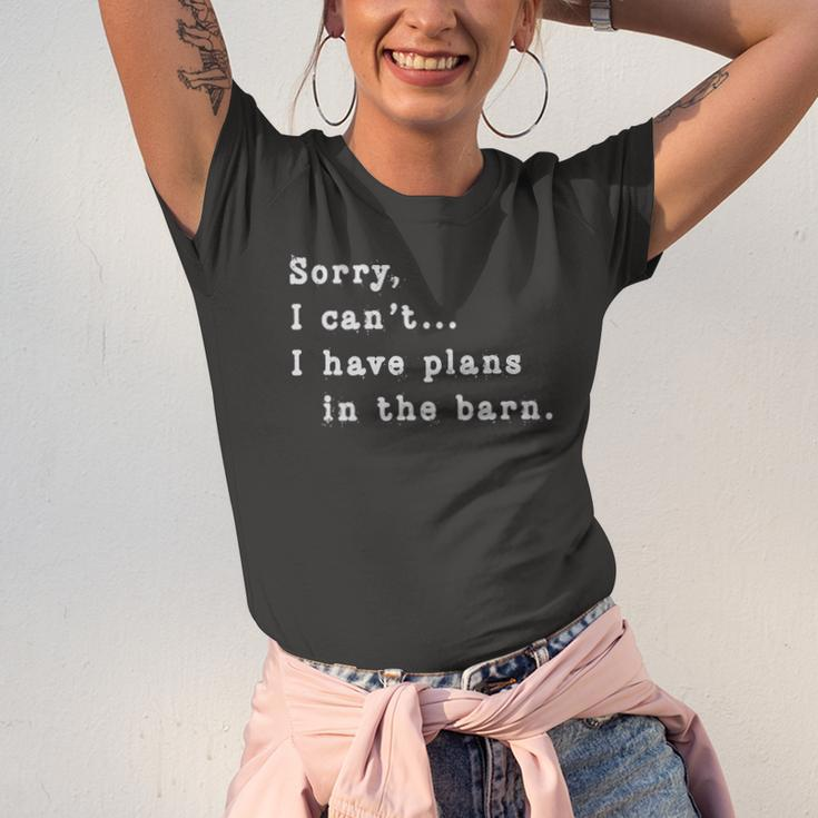 Sorry I Cant I Have Plans In The Barn Sarcasm Sarcastic Jersey T-Shirt