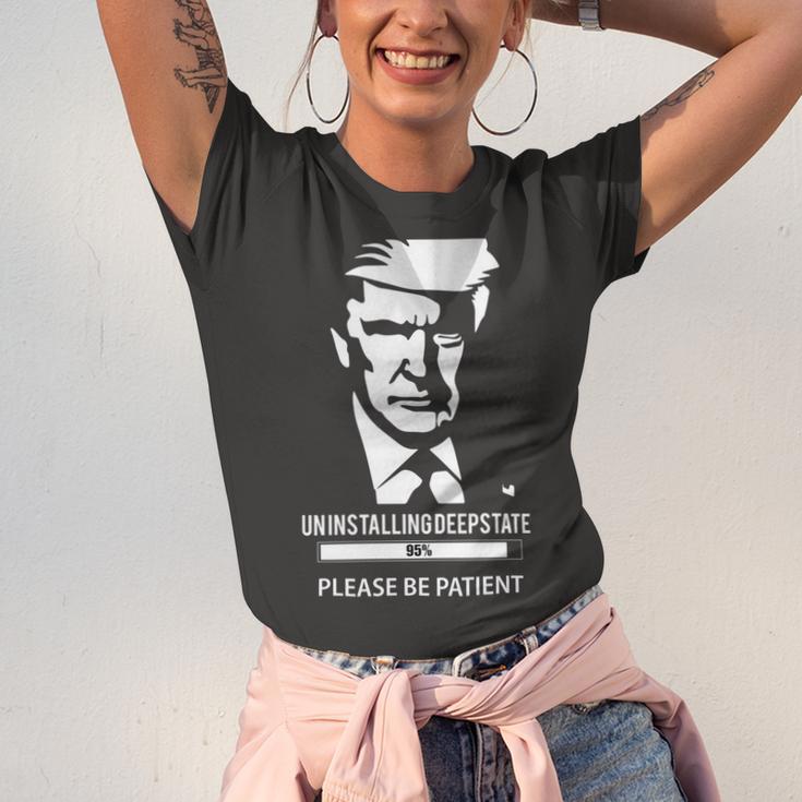 Ultra Maga Uninstalling Deep State Please Be Patient Funny Anti Biden Us Flag Pro Trump Trendy Unisex Jersey Short Sleeve Crewneck Tshirt