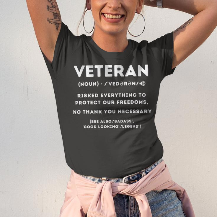 Veteran Definition Funny Proud Veteran Military Meaning T-Shirt Unisex Jersey Short Sleeve Crewneck Tshirt