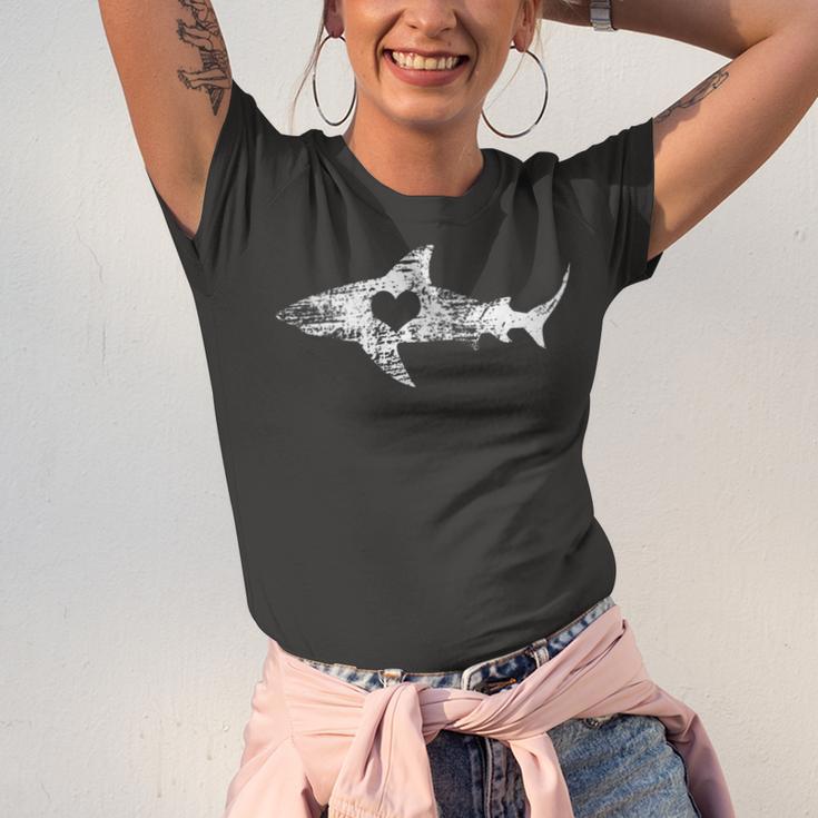 Vintage Shark Silhouette Hammerhead Shark Tiger Shark Heart 158 Trending Shirt Unisex Jersey Short Sleeve Crewneck Tshirt