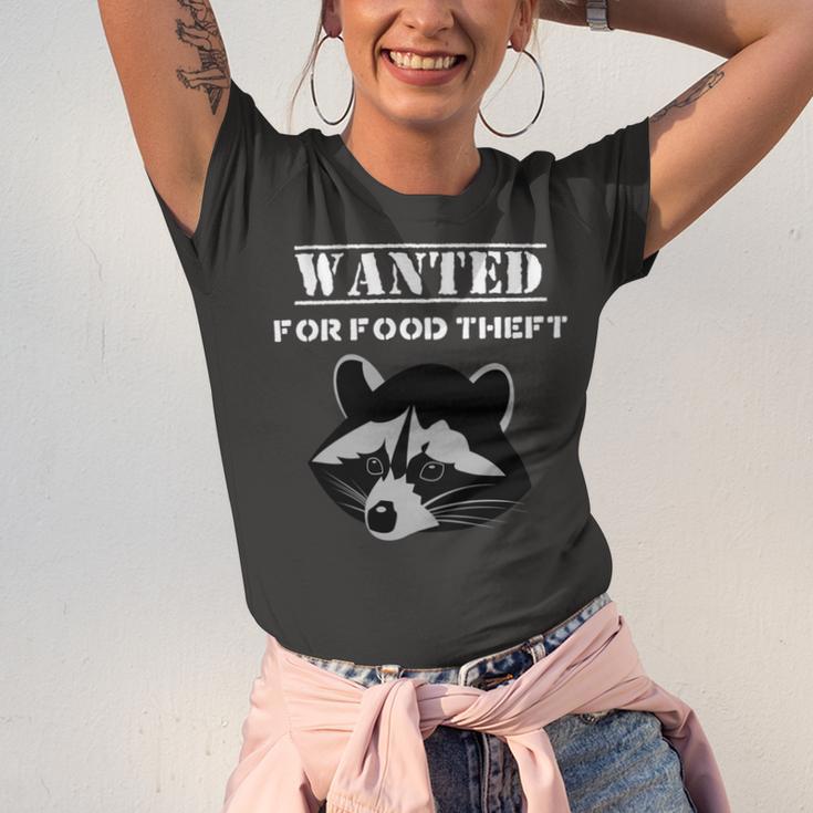 Wanted For Food Theft Funny Raccoon Lover 528 Trending Shirt Unisex Jersey Short Sleeve Crewneck Tshirt