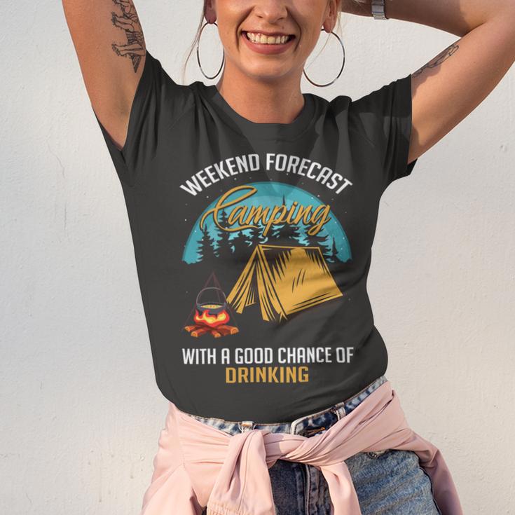 Weekend Forecast Camping With A Good 15 Shirt Unisex Jersey Short Sleeve Crewneck Tshirt