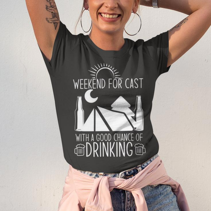 Weekend Forecast Camping With A Good 17 Shirt Unisex Jersey Short Sleeve Crewneck Tshirt