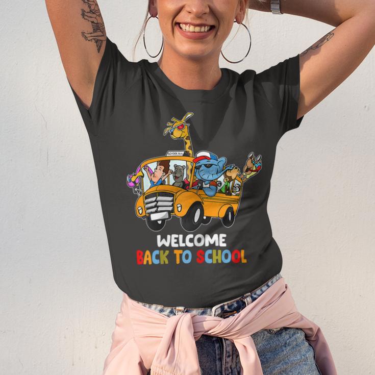 Welcome Back To School Zoo Animal Bus 477 Shirt Unisex Jersey Short Sleeve Crewneck Tshirt