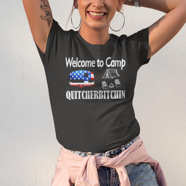 Welcome To Camp Quitcherbitchin 4Th Of July Camping Jersey T-Shirt