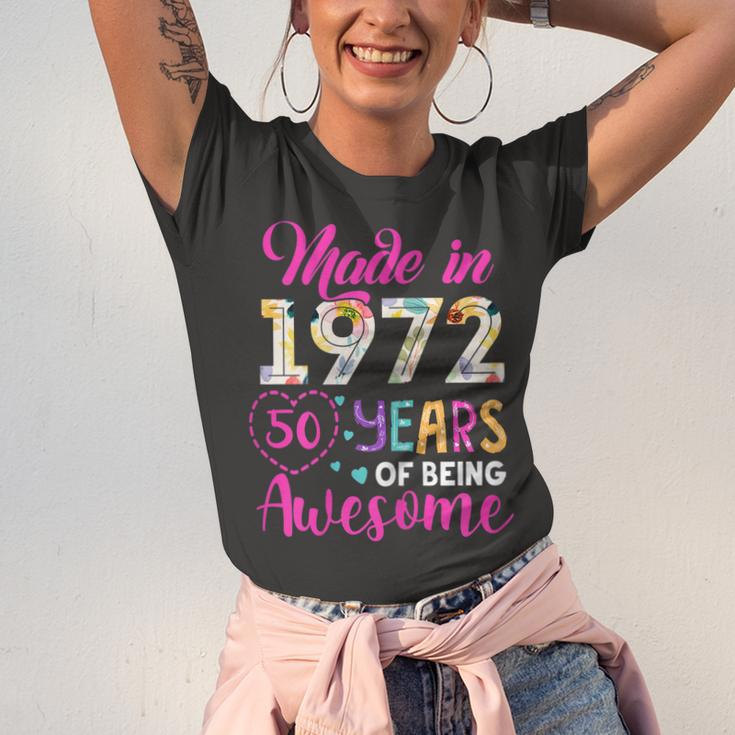 Womens 50 Year Of Being Awesome Made In 1972 Birthday Gifts Vintage Unisex Jersey Short Sleeve Crewneck Tshirt
