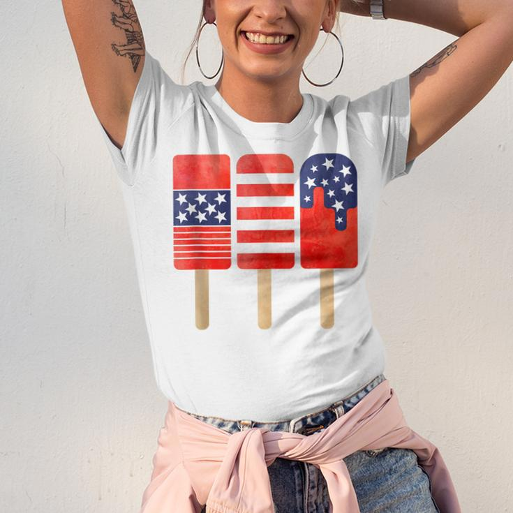 4Th Of July Popsicles Usa Flag Independence Day Patriotic Unisex Jersey Short Sleeve Crewneck Tshirt