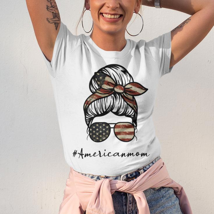 American Mom Great American Flag Sunglasses Mom Mothers Day Unisex Jersey Short Sleeve Crewneck Tshirt