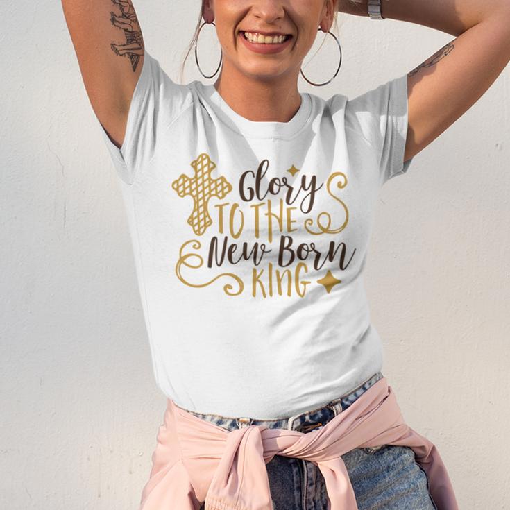 Baby Shower Text Design Glory To The New Born Unisex Jersey Short Sleeve Crewneck Tshirt