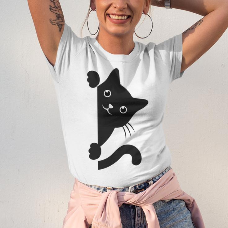 Black Cat Peeking Unisex Jersey Short Sleeve Crewneck Tshirt