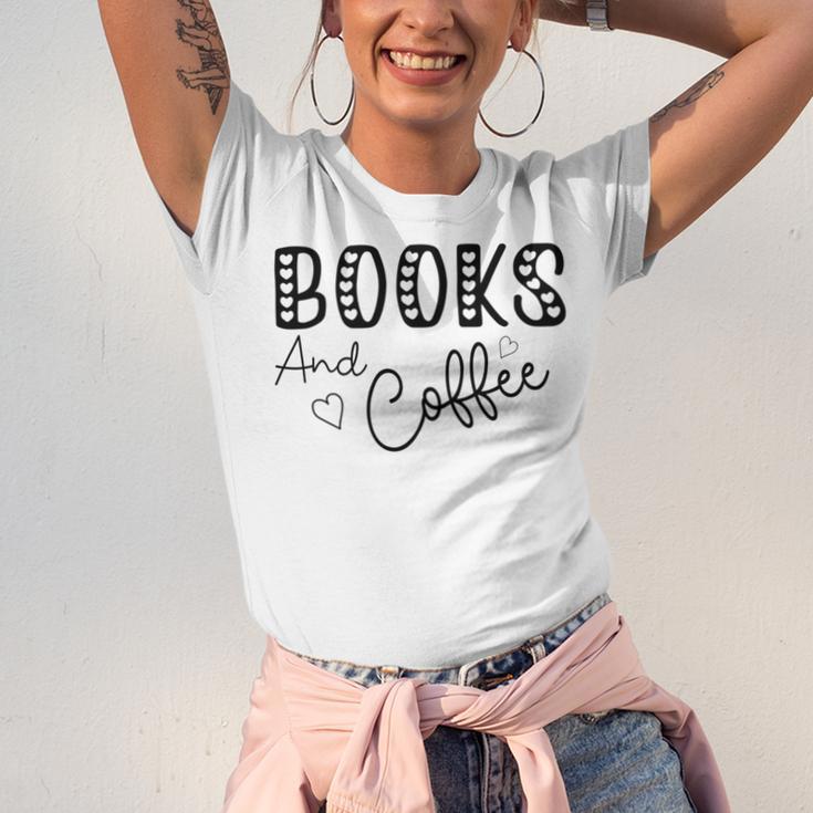 Books And Coffee Books Lover Tee Coffee Lover Gift For Books Lover Gift For Coffee Lover Gift For Women Unisex Jersey Short Sleeve Crewneck Tshirt