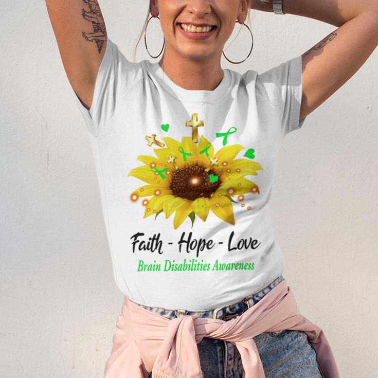 Brain Disabilities Awareness Faith Hope Love Unisex Jersey Short Sleeve Crewneck Tshirt