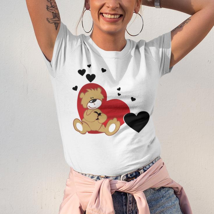 Cartoon Animal Happy Loving Teddy Bear Unisex Jersey Short Sleeve Crewneck Tshirt