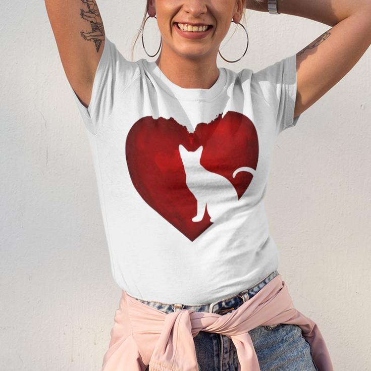 Cat Heart Shirt Cat Lovers Valentine Day Gifts For Couple Unisex Jersey Short Sleeve Crewneck Tshirt