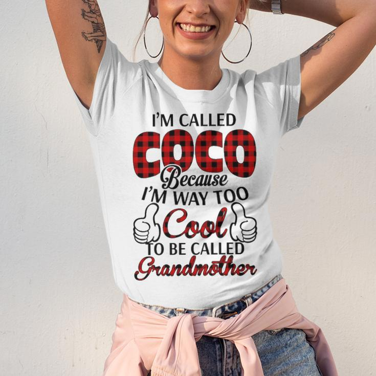 Coco Grandma Gift Im Called Coco Because Im Too Cool To Be Called Grandmother Unisex Jersey Short Sleeve Crewneck Tshirt