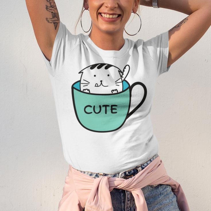 Cute Cat In Mug Unisex Jersey Short Sleeve Crewneck Tshirt