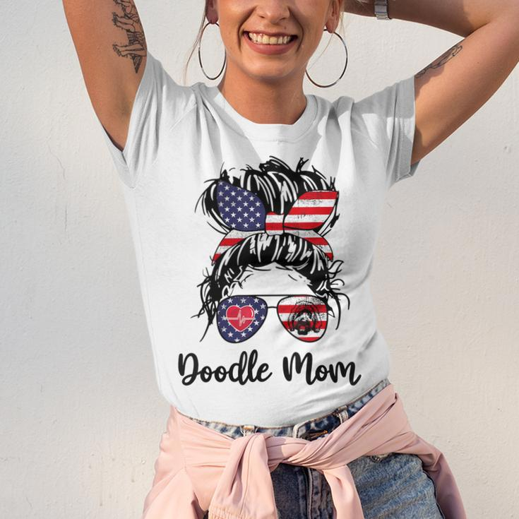 Doodle Mom Happy 4Th Of July American Flag Day Unisex Jersey Short Sleeve Crewneck Tshirt