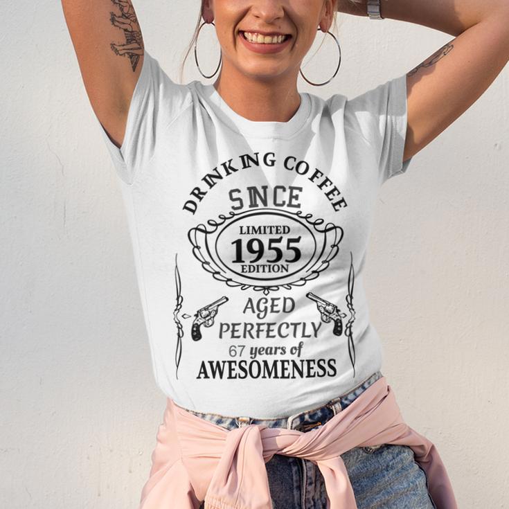 Drinking Coffee Since 1955 Aged Perfectly 67Years Of Awesomenss Unisex Jersey Short Sleeve Crewneck Tshirt