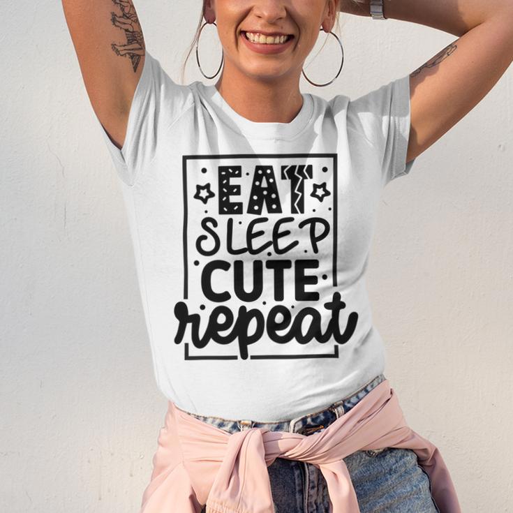 Eat Sleep Cute Repeat Graphic Design For Babys Unisex Jersey Short Sleeve Crewneck Tshirt