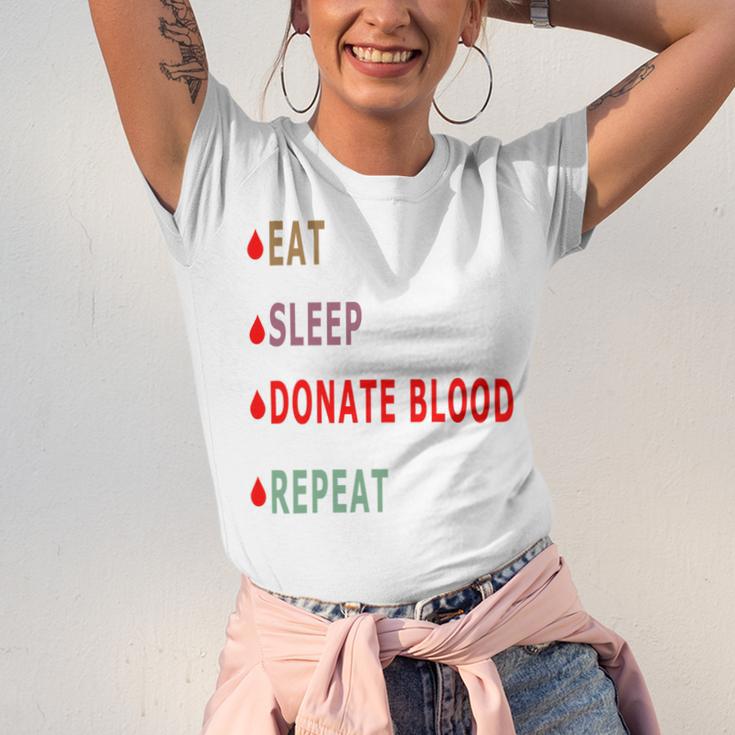 Eat Sleep Donate Blood Repeat Blood Donation Blood Donation Awareness Unisex Jersey Short Sleeve Crewneck Tshirt