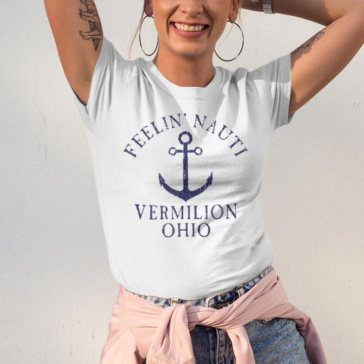 Feelin Nauti Vermilion Ohio Lake Erie Nautical Distressed Jersey T-Shirt