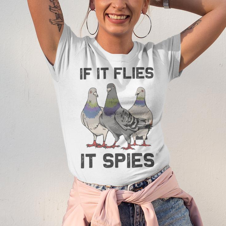 Funny Birds Pun Pigeon If It Flies It Spies Birds Are Liars Unisex Jersey Short Sleeve Crewneck Tshirt