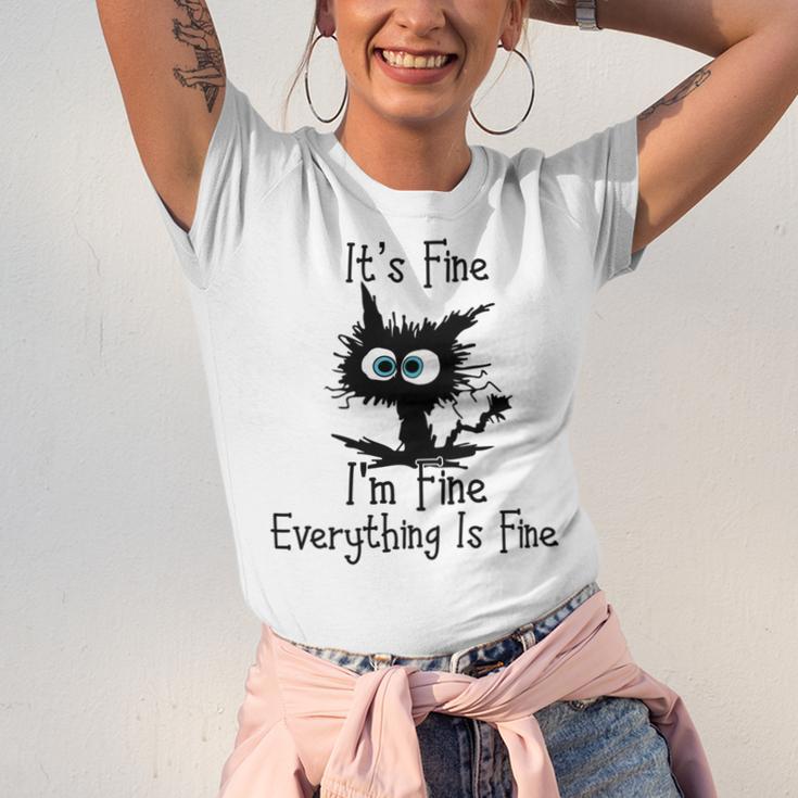 Funny Cat Its Fine Im Fine Everything Is Fine Its Fine Im Fine Unisex Jersey Short Sleeve Crewneck Tshirt