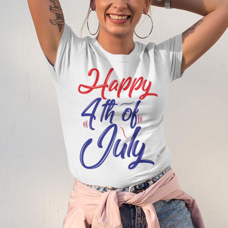 Happy 4Th Of July Dark Red Blue Text Unisex Jersey Short Sleeve Crewneck Tshirt