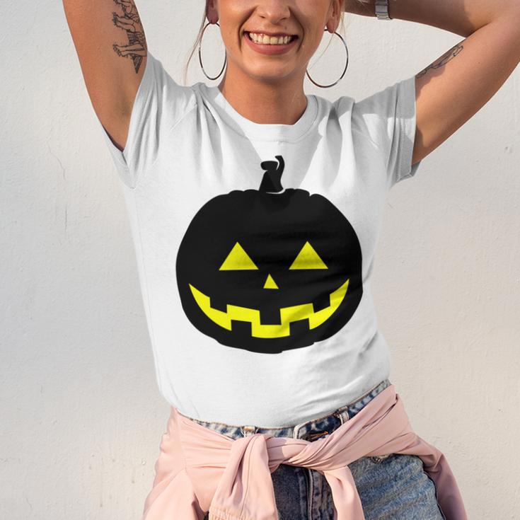 Happy Halloween Scary Black Pumpkin Pattern Unisex Jersey Short Sleeve Crewneck Tshirt