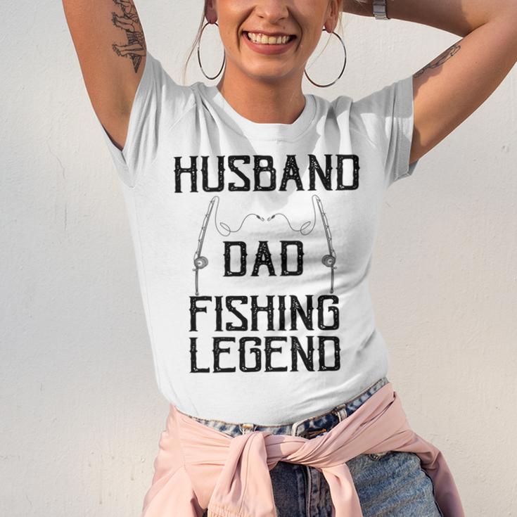 Husband Dad Fishing Legend Funny Fathers Day Father Fishermen Fishing Lovers Fishing V2 Unisex Jersey Short Sleeve Crewneck Tshirt