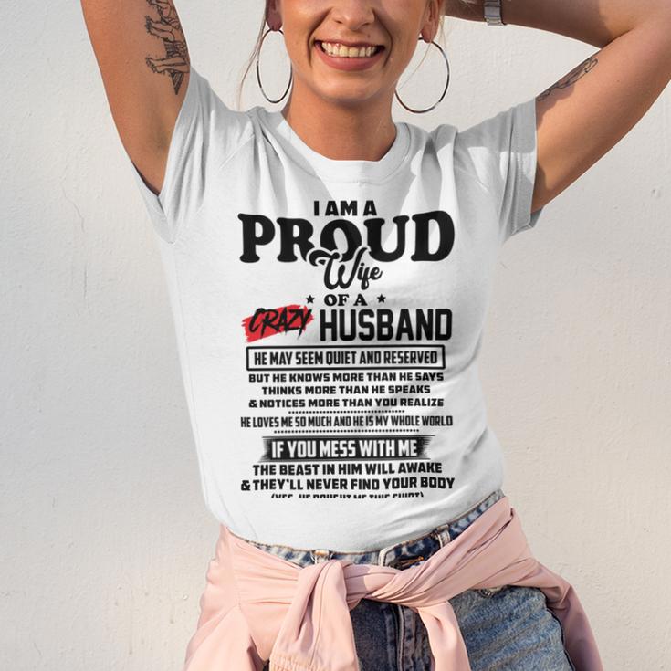 I Am A Proud Wife Of A Crazy Husband V2 Unisex Jersey Short Sleeve Crewneck Tshirt