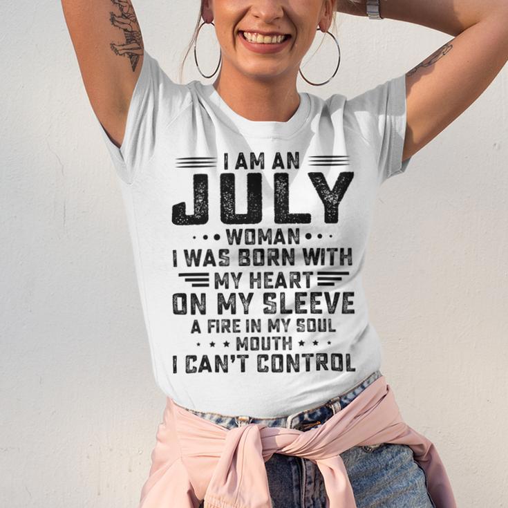 I Am An July Woman I Was Born With My Heart On My Sleevepng V2 Unisex Jersey Short Sleeve Crewneck Tshirt