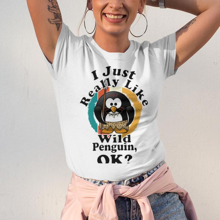 I Really Like Wild Penguin Ok Unisex Jersey Short Sleeve Crewneck Tshirt