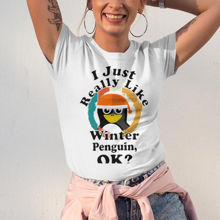 I Really Like Winter Penguin Ok Unisex Jersey Short Sleeve Crewneck Tshirt