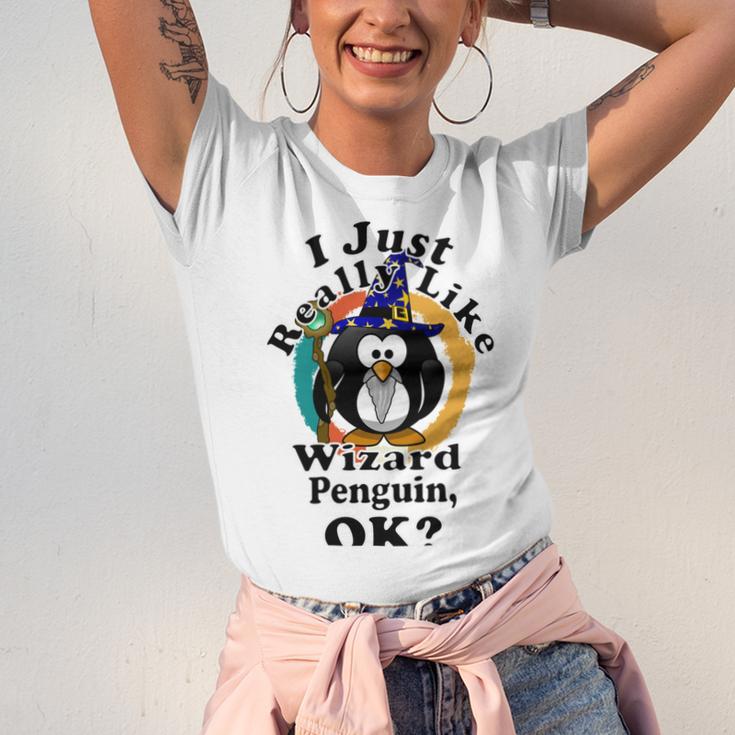 I Really Like Wizard Penguin Ok Unisex Jersey Short Sleeve Crewneck Tshirt