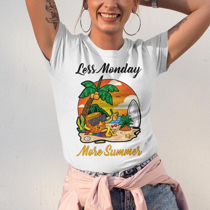 Less Monday More Summer Funny Pineapple Gift Pineapple Lover Unisex Jersey Short Sleeve Crewneck Tshirt