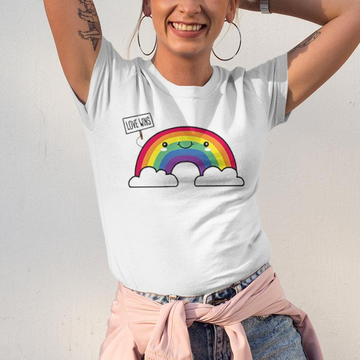 Love Wins Lgbt Kawaii Cute Anime Rainbow Flag Pocket Jersey T-Shirt