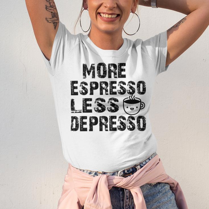 More Espresso Less Depresso Unisex Jersey Short Sleeve Crewneck Tshirt