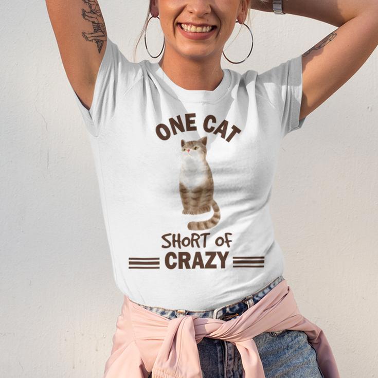 One Cat Short Of Crazy Unisex Jersey Short Sleeve Crewneck Tshirt