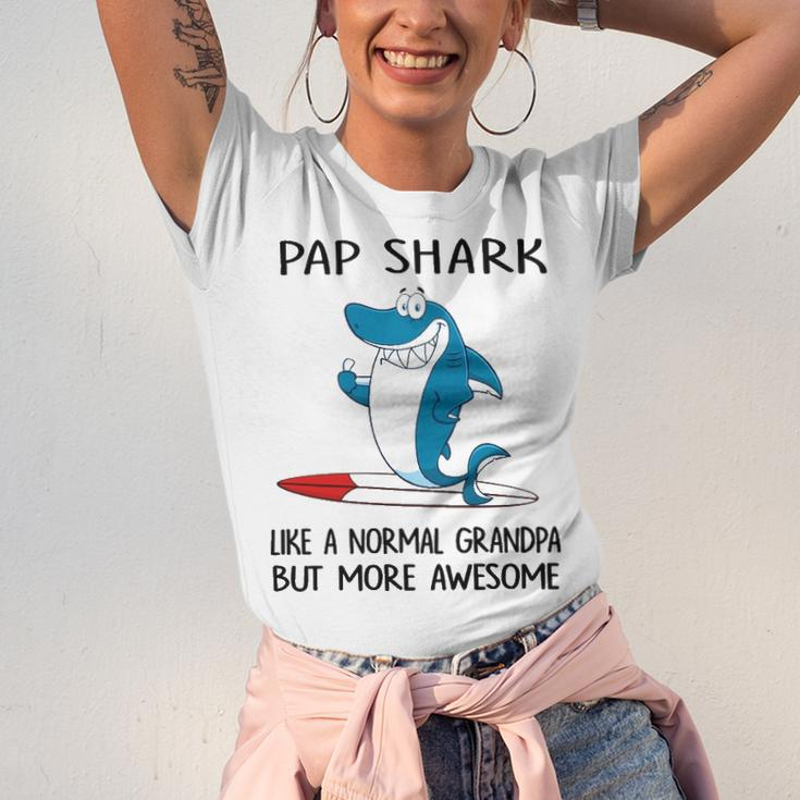 Pap Grandpa Gift Pap Shark Like A Normal Grandpa But More Awesome Unisex Jersey Short Sleeve Crewneck Tshirt