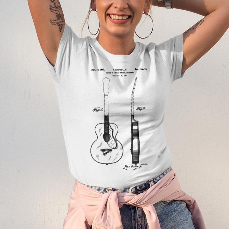 Patent Drawing Old Acoustic Guitar Unisex Jersey Short Sleeve Crewneck Tshirt