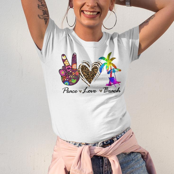 Peace Love Beach Summer Vacation Beach 185 Shirt Unisex Jersey Short Sleeve Crewneck Tshirt