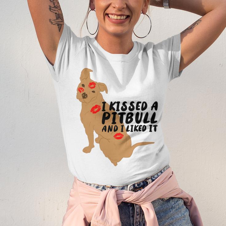 Pitbull Funny Kissed A Pitbull I Liked 795 Shirt Unisex Jersey Short Sleeve Crewneck Tshirt