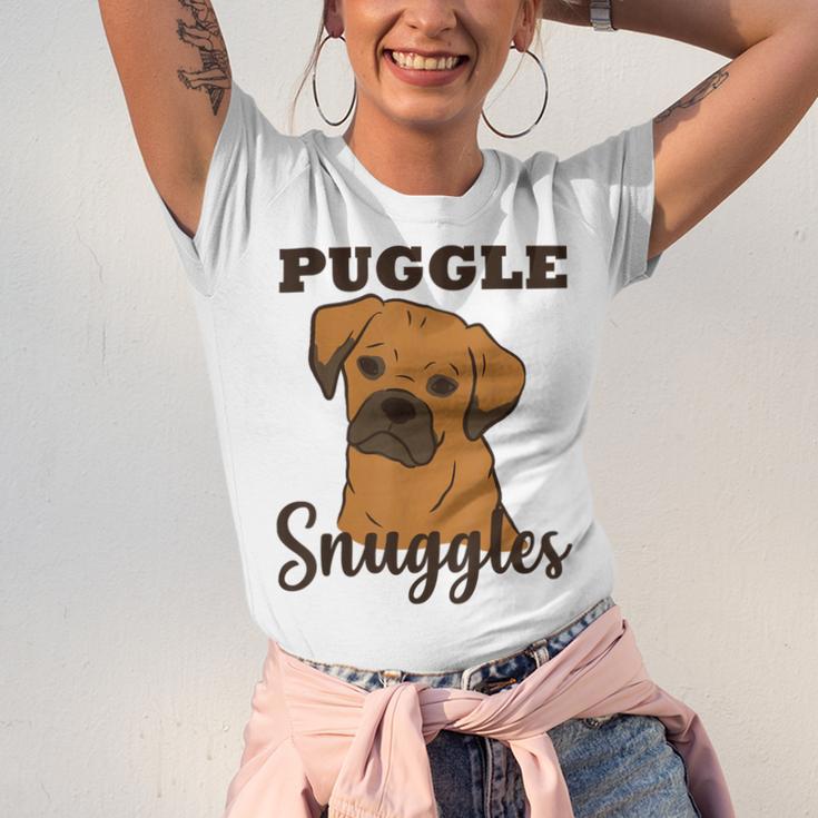 Puggle Dog Snuggles Funny Cute Pug Beagle Mom Dad Unisex Jersey Short Sleeve Crewneck Tshirt