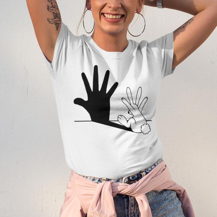 Rabbit Hand Shadow Unisex Jersey Short Sleeve Crewneck Tshirt