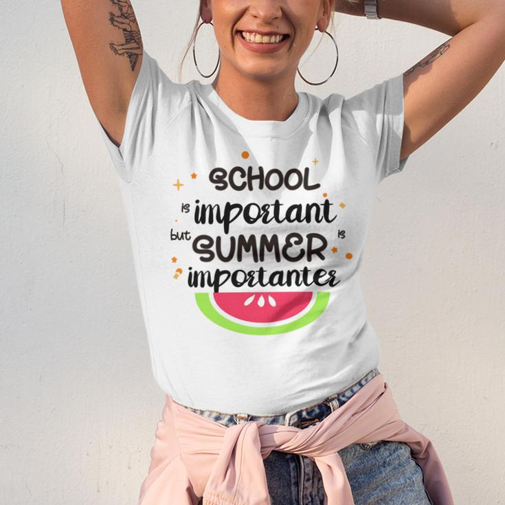 School Is Important But Summer Is Importanter Watermelon Design Unisex Jersey Short Sleeve Crewneck Tshirt