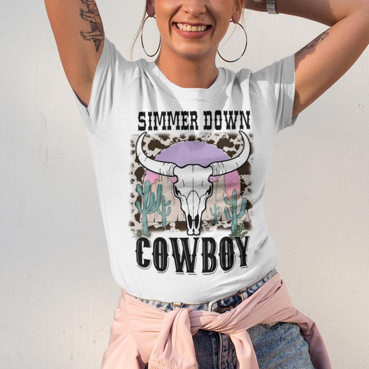 Simmer Down Cowboy Western Style Gift Unisex Jersey Short Sleeve Crewneck Tshirt